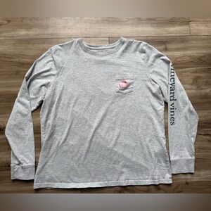 Vineyard Vines Long Sleeve pocket Tee Merry Christmas Santa hat whale Size XL